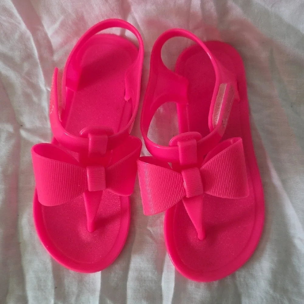 (J36) Wonder Nation Pink Bow Sandals for Kids Sz 8 In Toddler